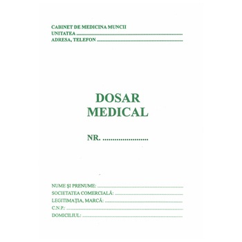 Dosar medical individual in format A5, 16pagini Dosar medical individual in format A5, 16pagini