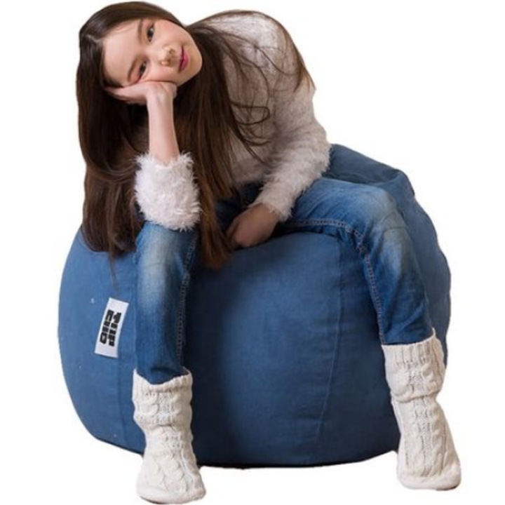 Topcho babzsák fotel , bútor kárpit, kék (DMD-AL23)