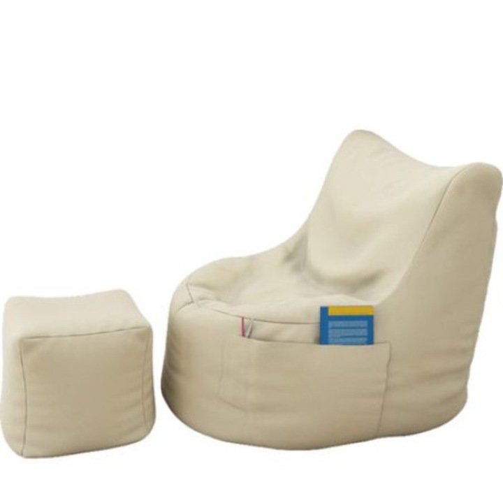 Topcho fotel puff, bútor szövet, világos bézs (FTMD-AL50)