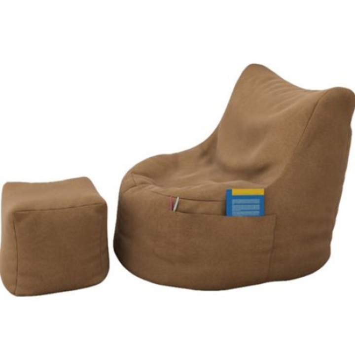 Topcho fotel puff, bútor szövet, bézs (FTMD-AL38)