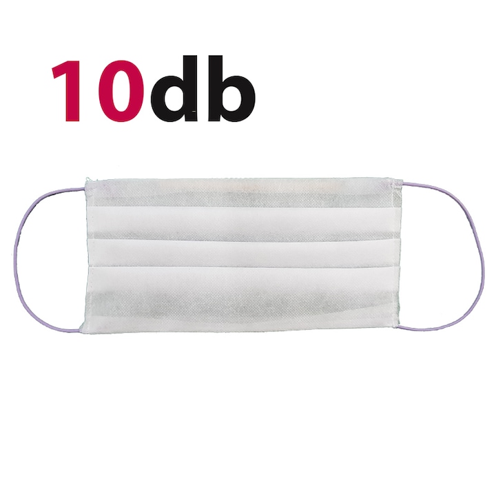 10 db Nonwoven háromrétegű egyszer használatos gumis, N95 jelölésű, hipoallergén szájmaszk KÉSZLETRŐL