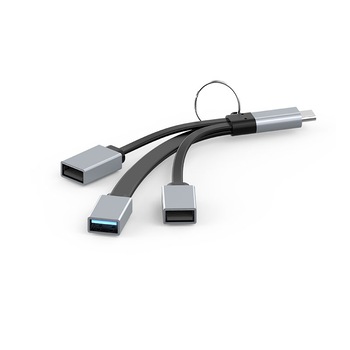 Hub cu cablu EVT®, 3 in 1, USB C, Hub USB 3.0, GRI Hub cu cablu EVT®, 3 in 1, USB C, Hub USB 3.0, GRI