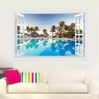 autocolant sticker decorativ pentru camera sau living - fereastra 3d quotpiscina cu palmieriquot 90 x 60 cm original deals imagen 9_0_
0