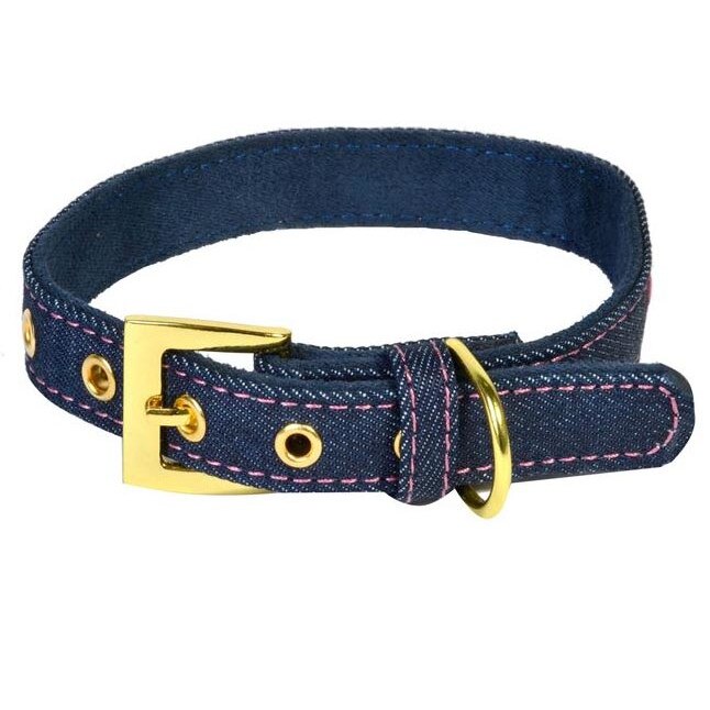 Zgarda pentru caini, Felis, Denim, 33x4 cm, Albastru