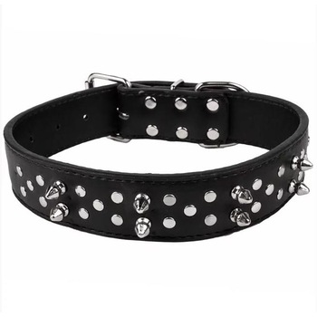 Zgarda pentru caini, Felis, Model cu tinte, Piele ecologica, 60x3.8 cm, Negru Zgarda pentru caini, Felis, Model cu tinte, Piele ecologica, 60x3.8 cm, Negru