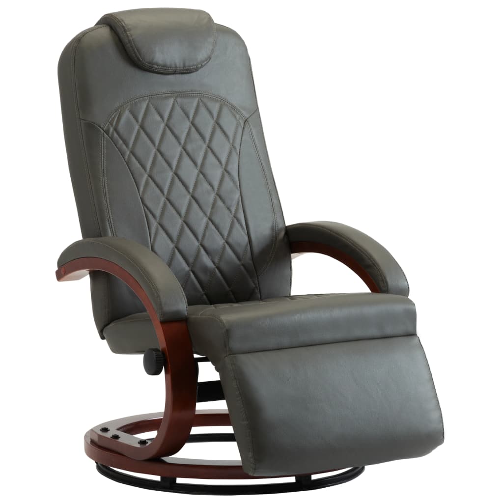 Fotoliu TV rabatabil, vidaXL, Piele ecologica, 64 x 134 x 95 cm, Gri