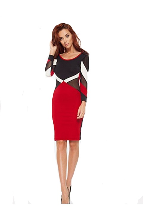 Rochie JUP, Negru/Bej, Rosu/Negru