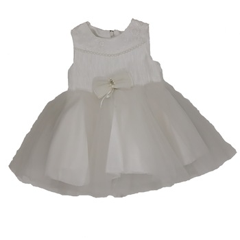 Rochie fetita, din poliester, alb, cu perlute, sase luni Rochie fetita, din poliester, alb, cu perlute, sase luni