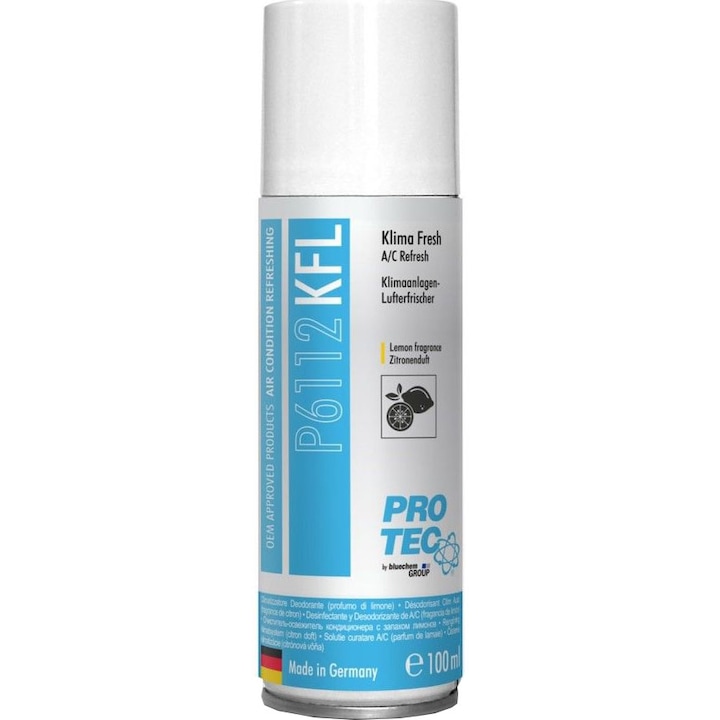 Solutie spray pentru curatare si dezinfectare aer habitaclu Pro-Tec Klima Fresh, aroma lamaie, 100ml