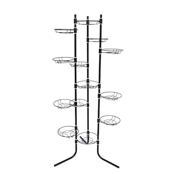 Suport pentru flori pliant, 13 ghivece, negru Suport pentru flori pliant, 13 ghivece, negru