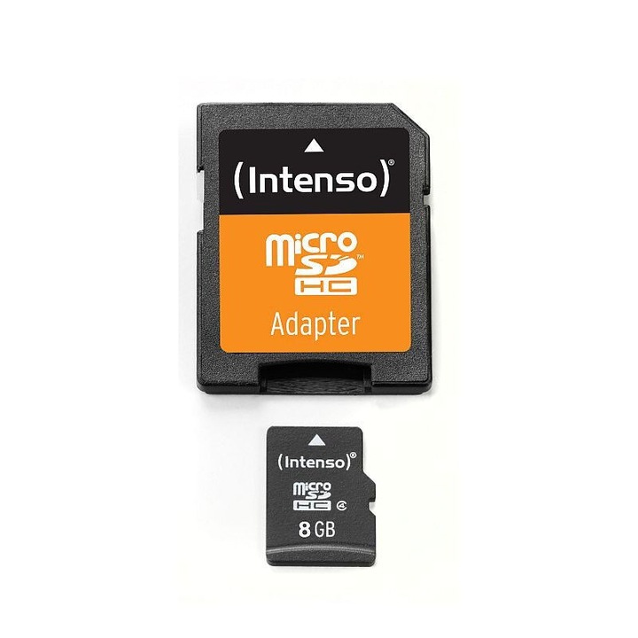 Карта памет Intenso Micro SDHC 8GB Class 4 + SD адаптер