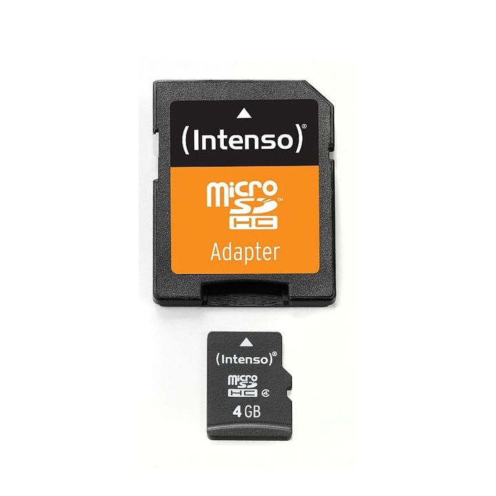 Карта памет Intenso Micro SDHC 4GB Class 4 + SD адаптер