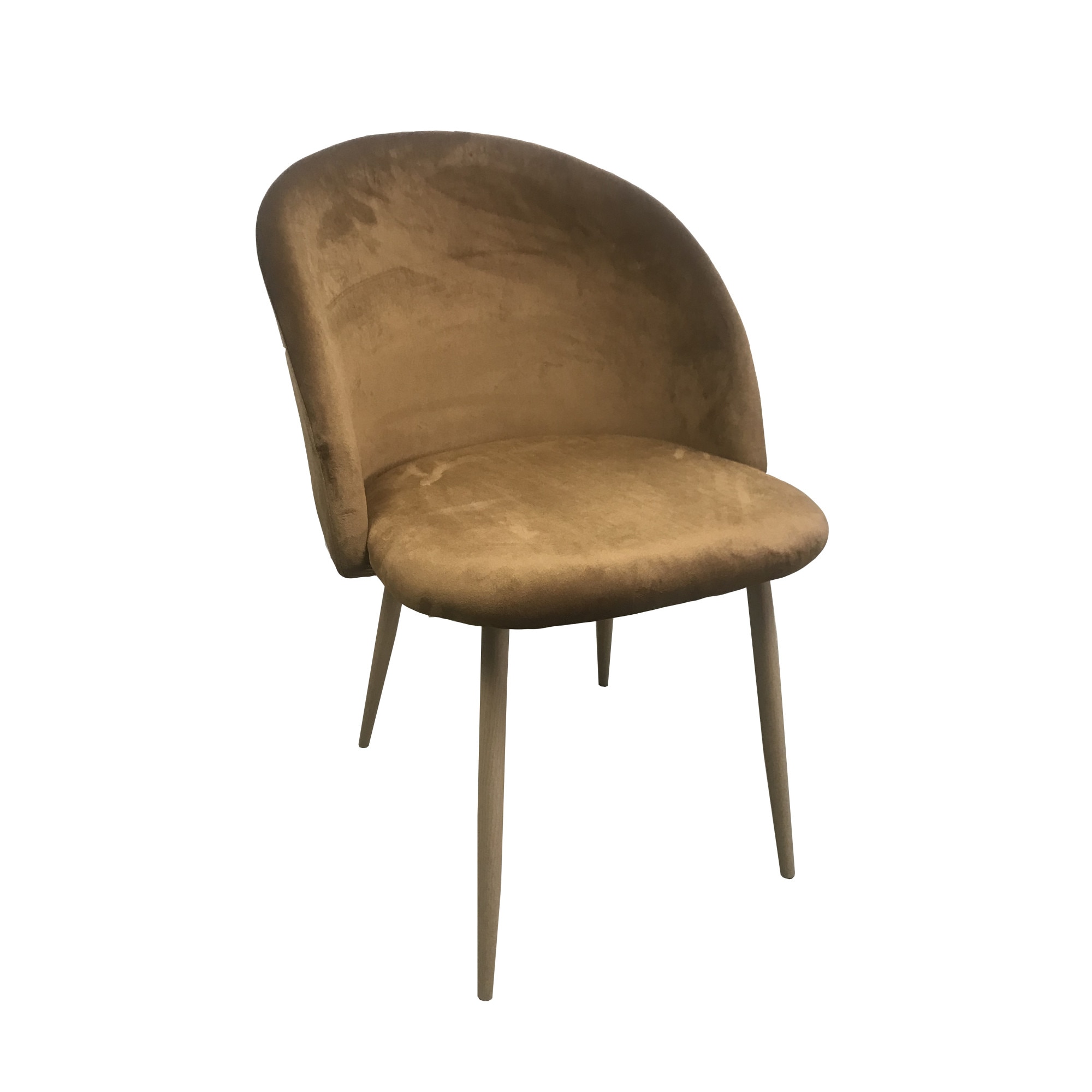 Scaun dining MIRO, catifea, picioare metalice, maro