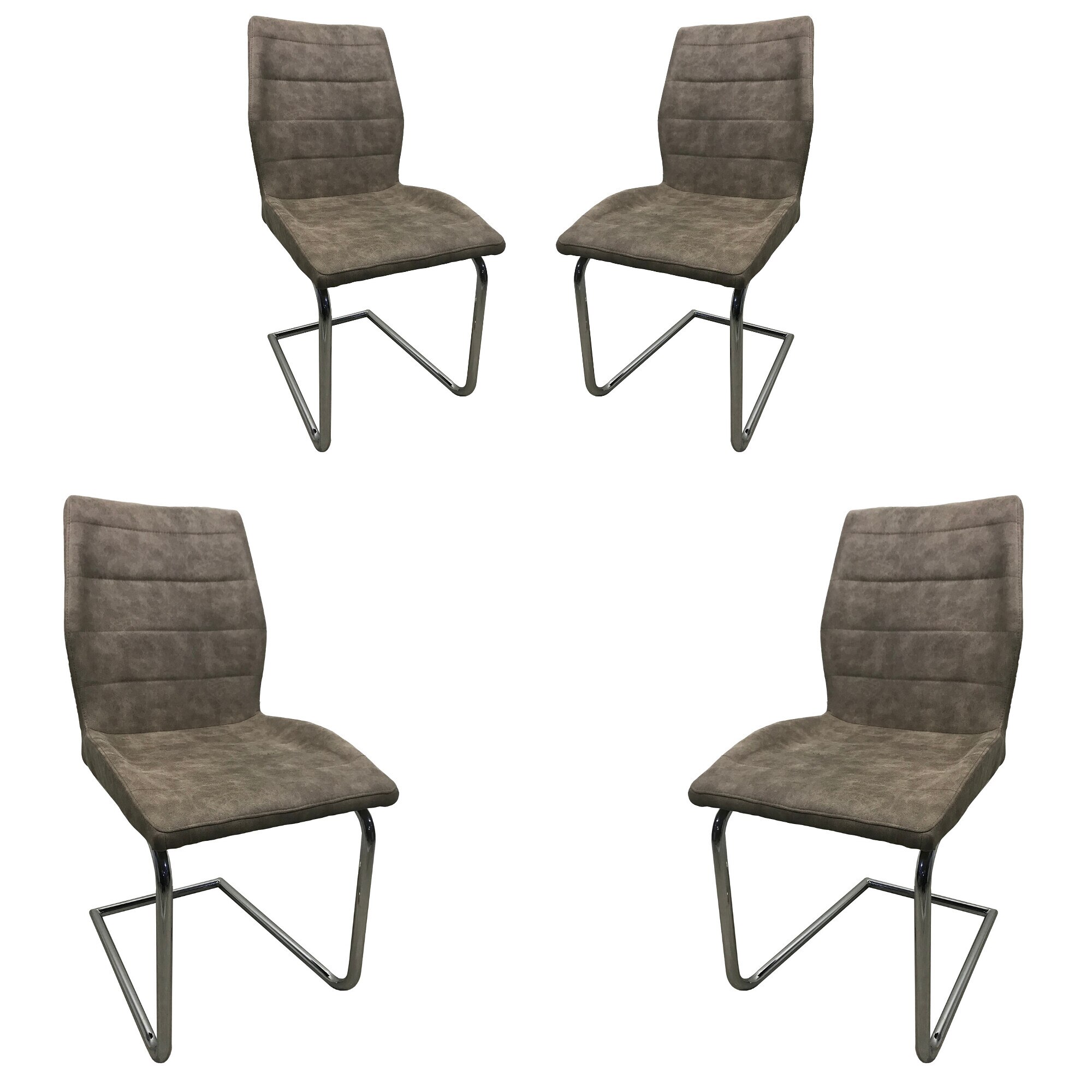 Set 4 scaune dining WILTON, textil, cadru metalic, gri