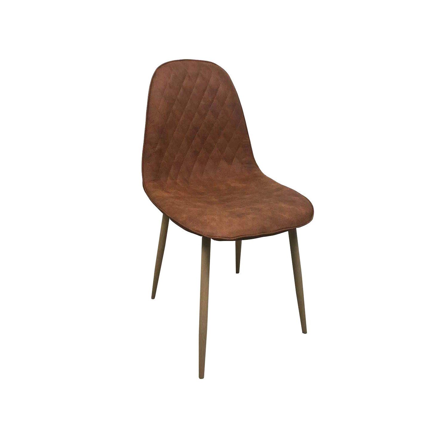 Scaun dining MINDY, stil scandinav, textil imitatie piele, picioare metalice, aramiu