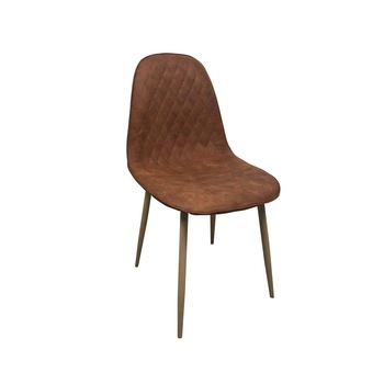 Scaun dining MINDY, stil scandinav, textil imitatie piele, picioare metalice, aramiu Scaun dining MINDY, stil scandinav, textil imitatie piele, picioare metalice, aramiu