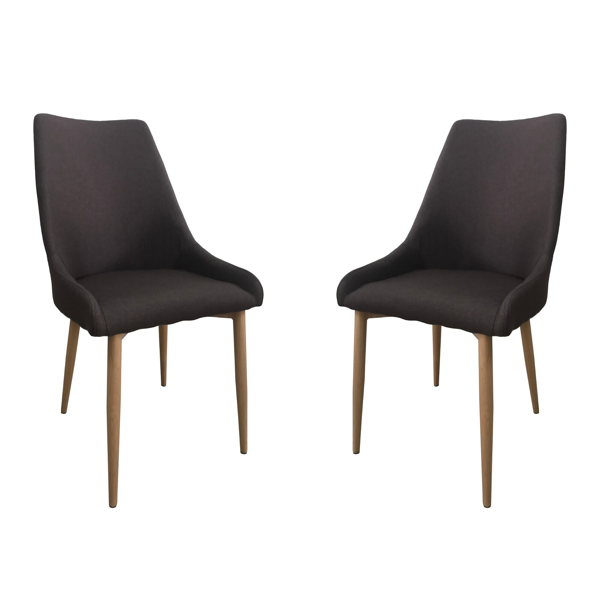 Set 2 scaune dining OTTELO, textil, picioare metalice, Brun