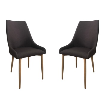 Set 2 scaune dining OTTELO, textil, picioare metalice, Brun Set 2 scaune dining OTTELO, textil, picioare metalice, Brun