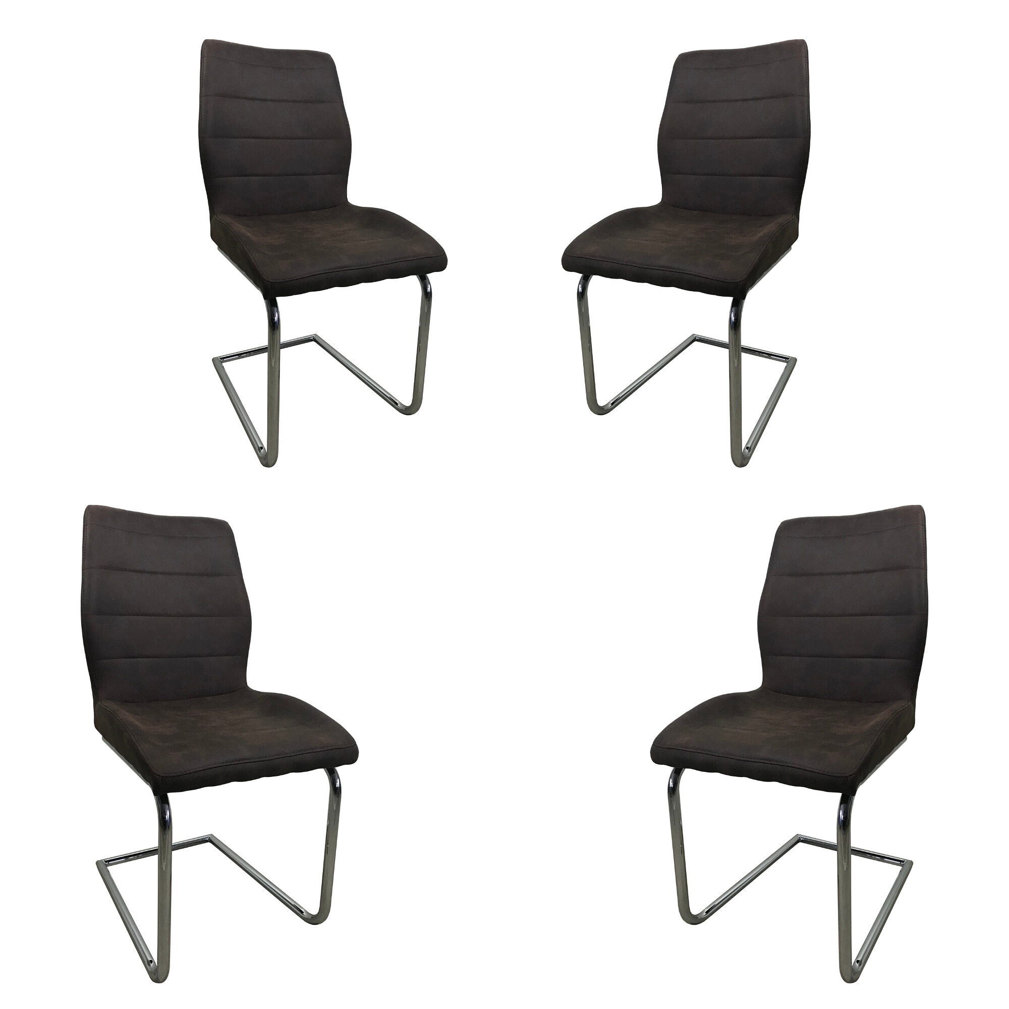 Set 4 scaune dining WILTON, textil imitatie piele, cadru metalic, wenge