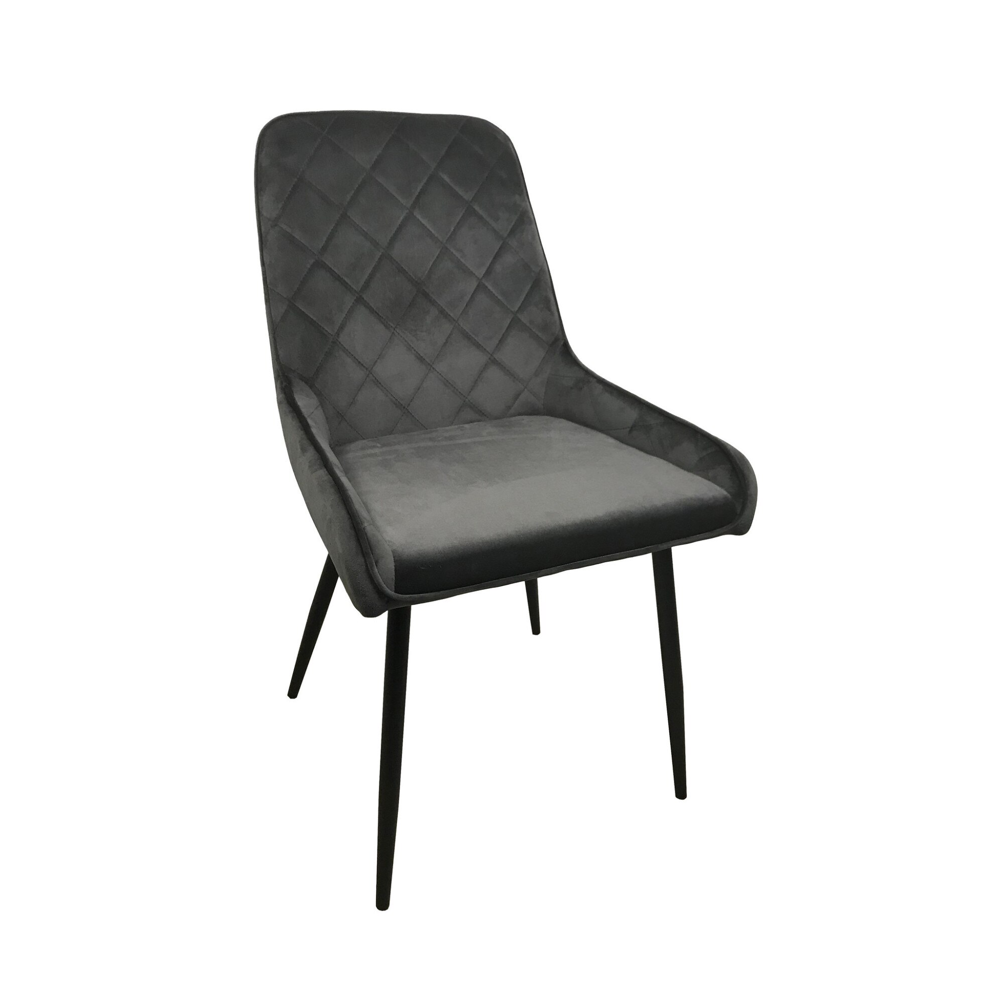 Scaun dining MONACO, catifea, picioare metalice, gri inchis