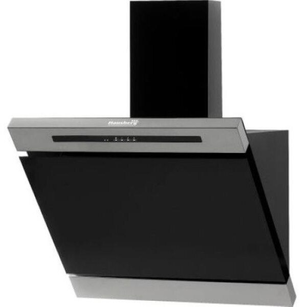 Hota incorporabila decorativa Hausberg HB-1295, Putere de absorbtie 650 m3/h, 1 motor, 90 cm, Filtru aluminiu, Negru/Argintiu