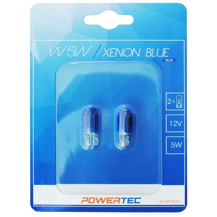 Крушки M-TECH Powertec W5W T10 12V 5W WEGDE Blue
