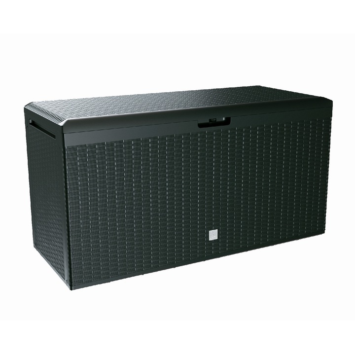 Кутия за съхранение, имитация на ратаново покритие - "Rato Plus", антрацитово сиво, 290 литра, cm 114 x 47 x 59.4 h