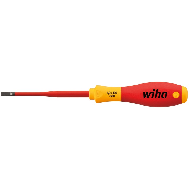 Права отвертка, изолирана 1000 V AC, WIHA slimFix, 4,5 x 1,0 x 125 mm