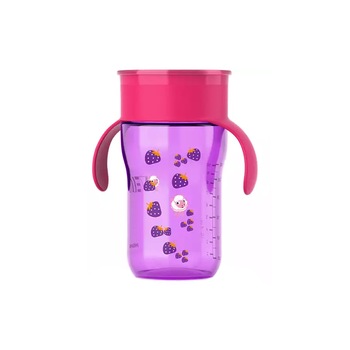Cana anti curgere cu manere 340 ml Philips Avent SCF784/00M, Mov 12+ luni Cana anti curgere cu manere 340 ml Philips Avent SCF784/00M, Mov 12+ luni