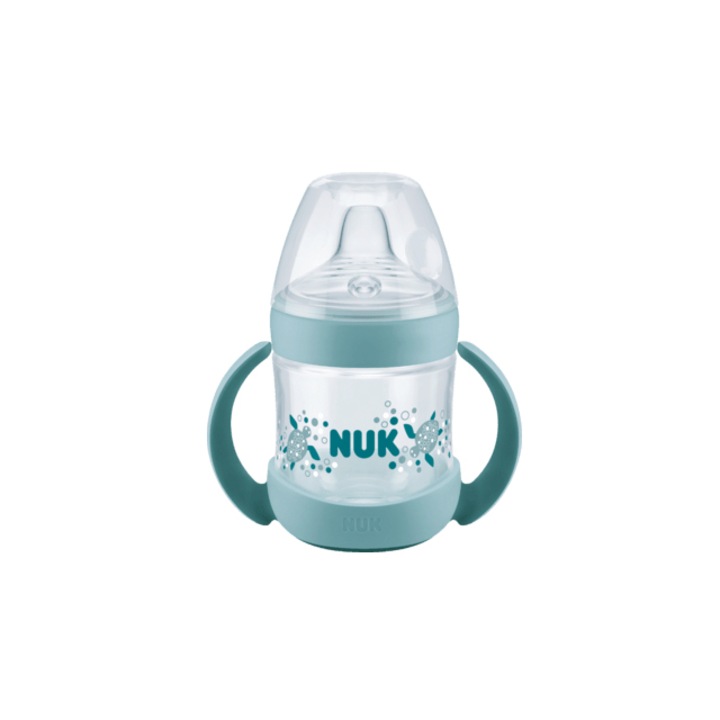 Cumisüveg kifolyóval és fogantyúkkal 150 ml Nuk Nature Sense 743763V, zöld 6-18 hónap