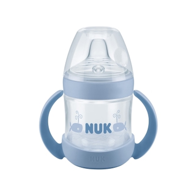 Biberon cu cioc si manere 150 ml Nuk Nature Sense 743763AL, Albastru 6-18 luni