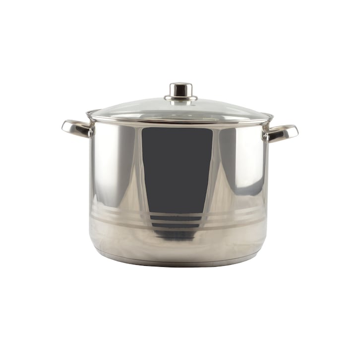 Oala inox cu capac sticla 18x14.5cm, 3.5L
