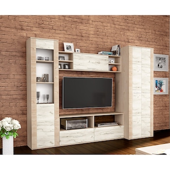 Living Irim Teodor 235,5x52,5x181 cm, Castan Virginia / Stejar artizanal alb Living Irim Teodor 235,5x52,5x181 cm, Castan Virginia / Stejar artizanal alb