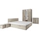 Комплект мебели за спалня Irim Treff, Легло 160x200 см, Гардероб, 2 нощни шкафчета, Скрин, Цвят Кестен