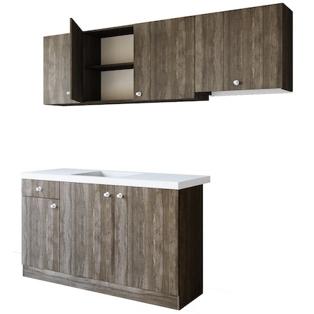 Set Bucatarie Irim Kirra, 200x45x141,5 cm, culoare Sonoma Dark