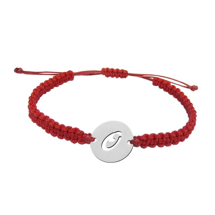 Kézzel fonott zsinór karkötő kivágott ezüst érmével LETTER O állítható 9484140 Dras