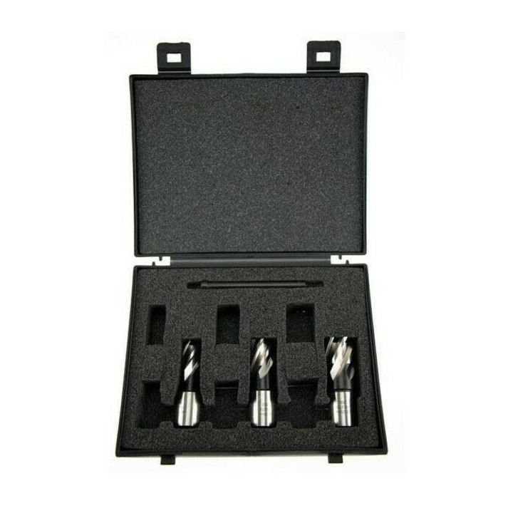 Комплект от 3 броя сърцевини за колонна бормашина Evolution EVOCUTTERKIT3S, Ø14, 18, 22 мм и центриращ вал