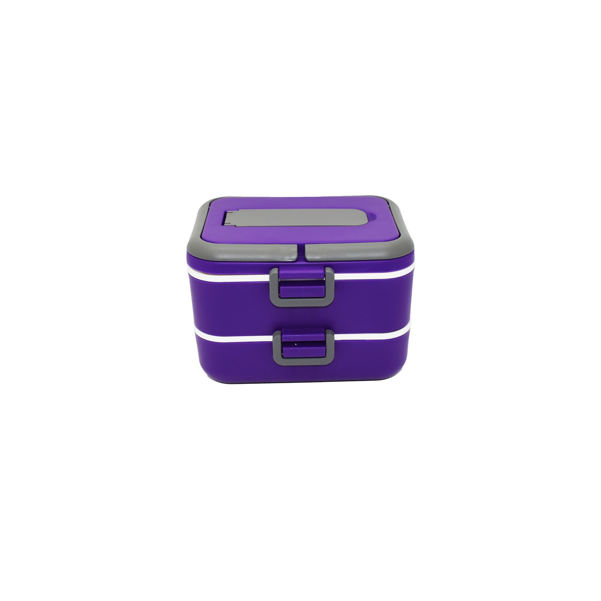 Caserola cu 2 compartimente si lingura D3151, culoare Mov, 18.5x15.5x13 cm 1.5L