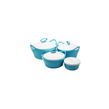 Set 4 caserole termoizolante D3149, culoare Albastru, 28x26x25 cm Set 4 caserole termoizolante D3149, culoare Albastru, 28x26x25 cm