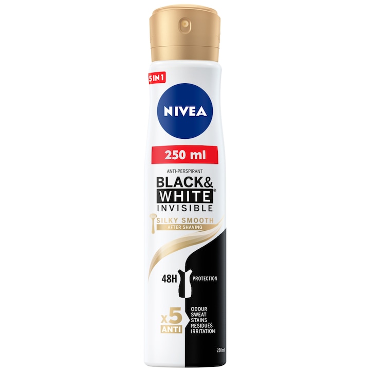 Дезодорант спрей Nivea Invisible for Black & White Silky Smooth, 250 мл
