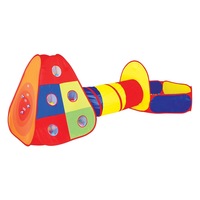 cort cu tunel si spatiu de joaca cu 80 de bile multicolore  3 mingii are o zona ce imita jocul darts se mota demota pentru interios sau exterior ats imagen 7_0_
0