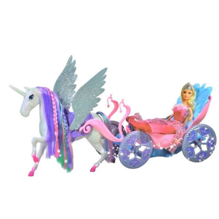 Betty Unicorn hintó baba szett, 68x19x30, többszínű