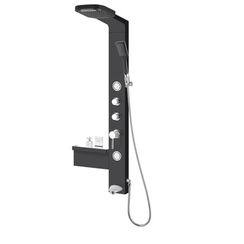 Panel de dus cu hidromasaj negru 135.7x37,5x52cm Panel de dus cu hidromasaj negru 135.7x37,5x52cm