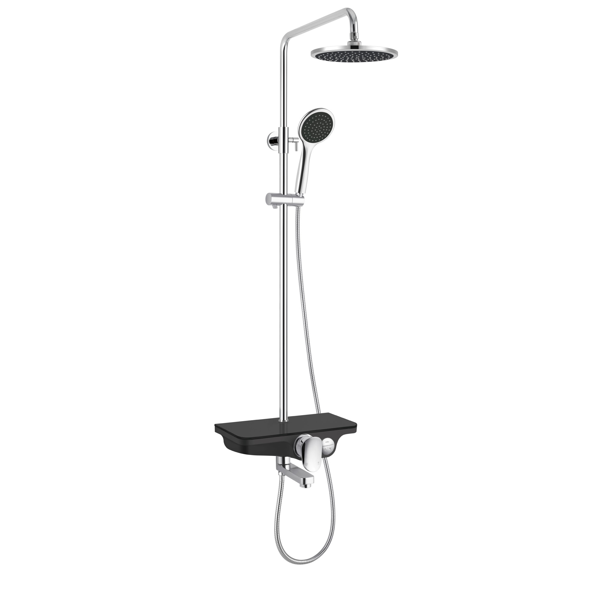 Set de dus cu pipa Crom - Negru 121x28x55 cm