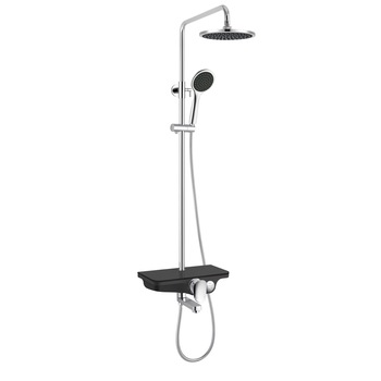 Set de dus cu pipa Crom - Negru 121x28x55 cm Set de dus cu pipa Crom - Negru 121x28x55 cm