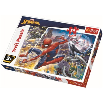 Puzzle Maxi Trefl, Curajosul Spider-Man, 24 piese Puzzle Maxi Trefl, Curajosul Spider-Man, 24 piese