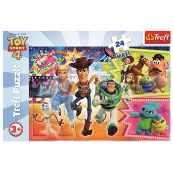 Puzzle Maxi Trefl, Toy Story 4, Aventura jucariilor, 24 piese Puzzle Maxi Trefl, Toy Story 4, Aventura jucariilor, 24 piese