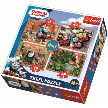 Puzzle Trefl 4 in 1, Thomas&Friends, Calatori in jurul lumii, 207 piese Puzzle Trefl 4 in 1, Thomas&Friends, Calatori in jurul lumii, 207 piese
