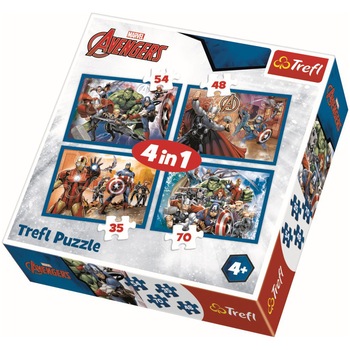 Puzzle Trefl 4 in 1, Avengers, Razbunatorii neinfricati, 207 piese Puzzle Trefl 4 in 1, Avengers, Razbunatorii neinfricati, 207 piese