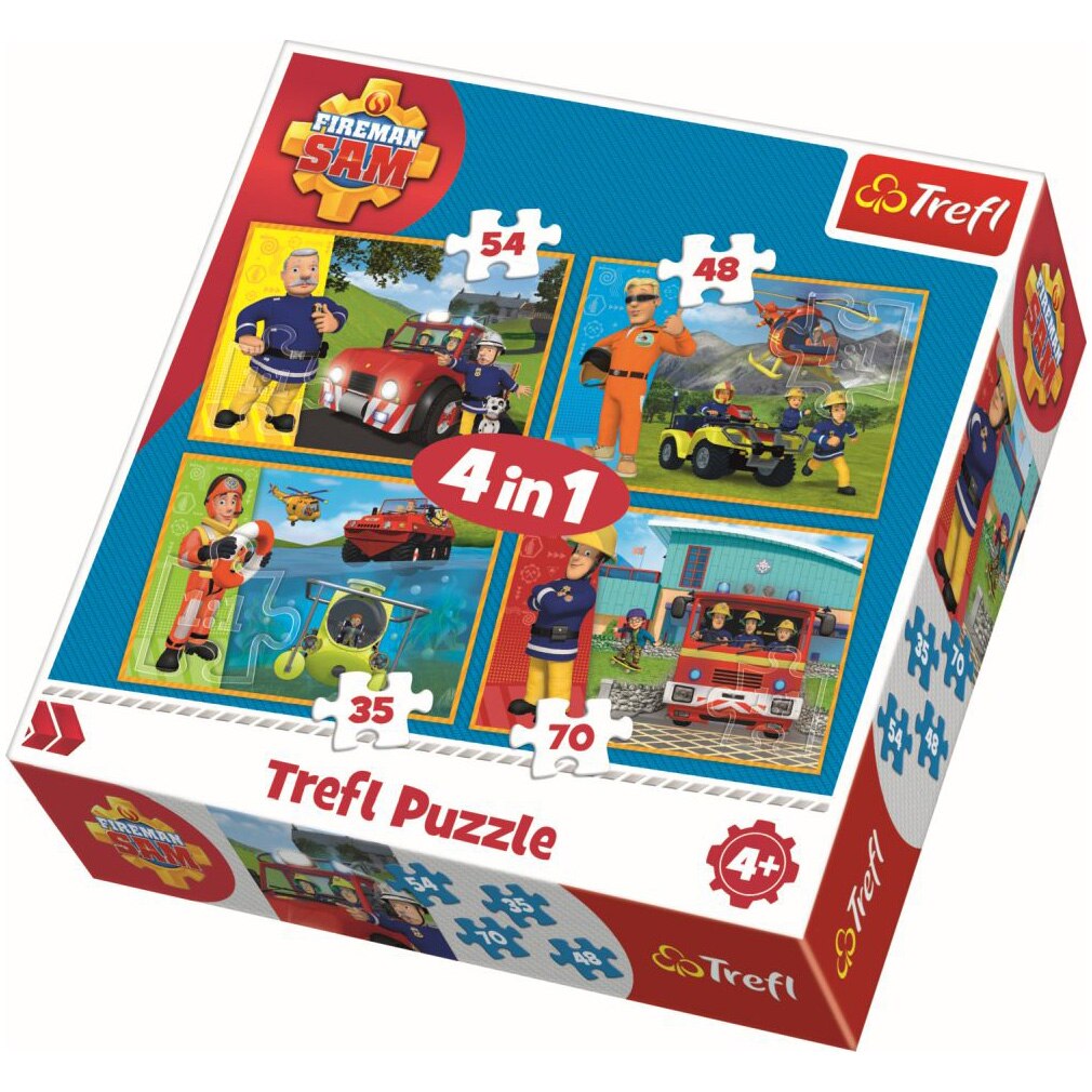 Puzzle Trefl 4 in 1, Pompierul Sam in actiune, 207 piese